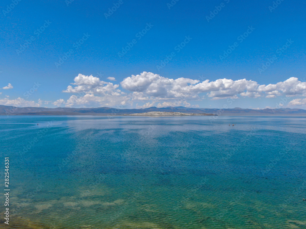 Aerial view of colorful Mono Lake during summer season, Mono County, California, USA Aerial view of colorful Mono Lake during summer season, Mono County, California, USA