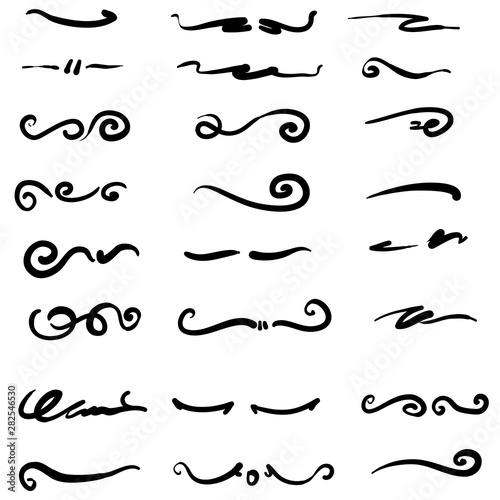 collection of handdrawn border and divider with unique swirl doodle style