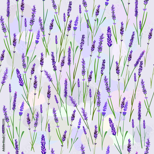 Lavender field seamless pattern. Vector texture © Mila Che