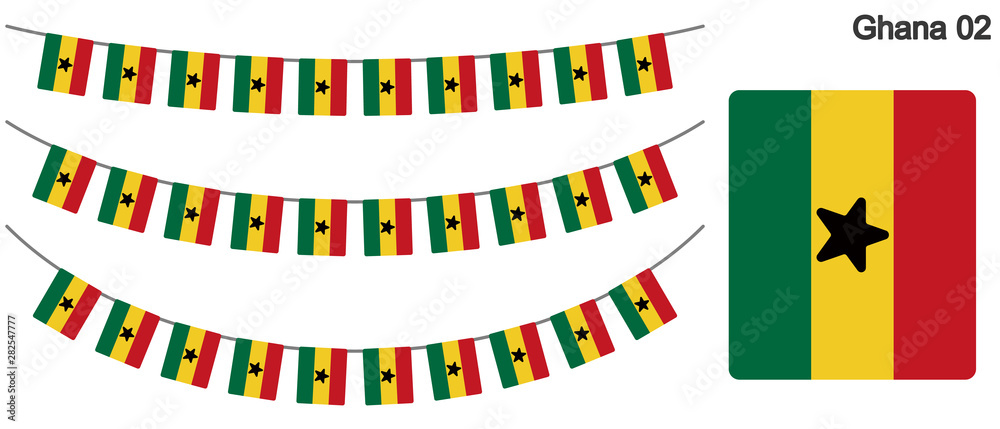 Obraz premium ガーナの国旗のガーラーンド ベクターデータ(bunting garland)