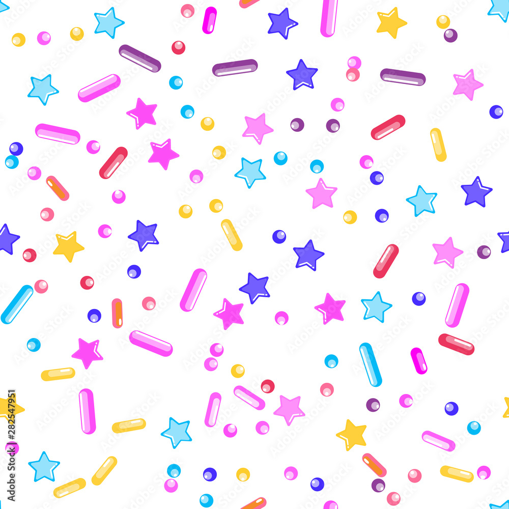 Sprinkle Cupcake Donut Topping. Seamless Pattern Sprinkle Cupcake Donut Topping. Seamless Pattern