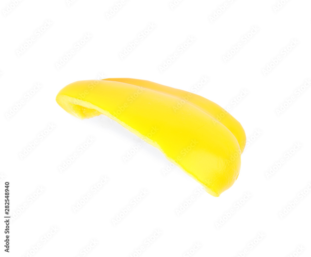 Slice of yellow bell pepper isolated on white Slice of yellow bell pepper isolated on white