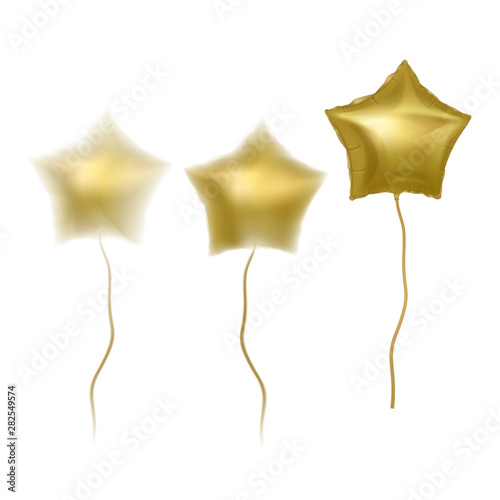 Gold balloons with blur effect on white background  decorative element for greeting cards and wedding invitations