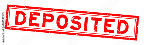 Grunge red deposited word square rubber seal stamp on white background