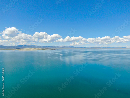 Aerial view of colorful Mono Lake during summer season  Mono County  California  USA