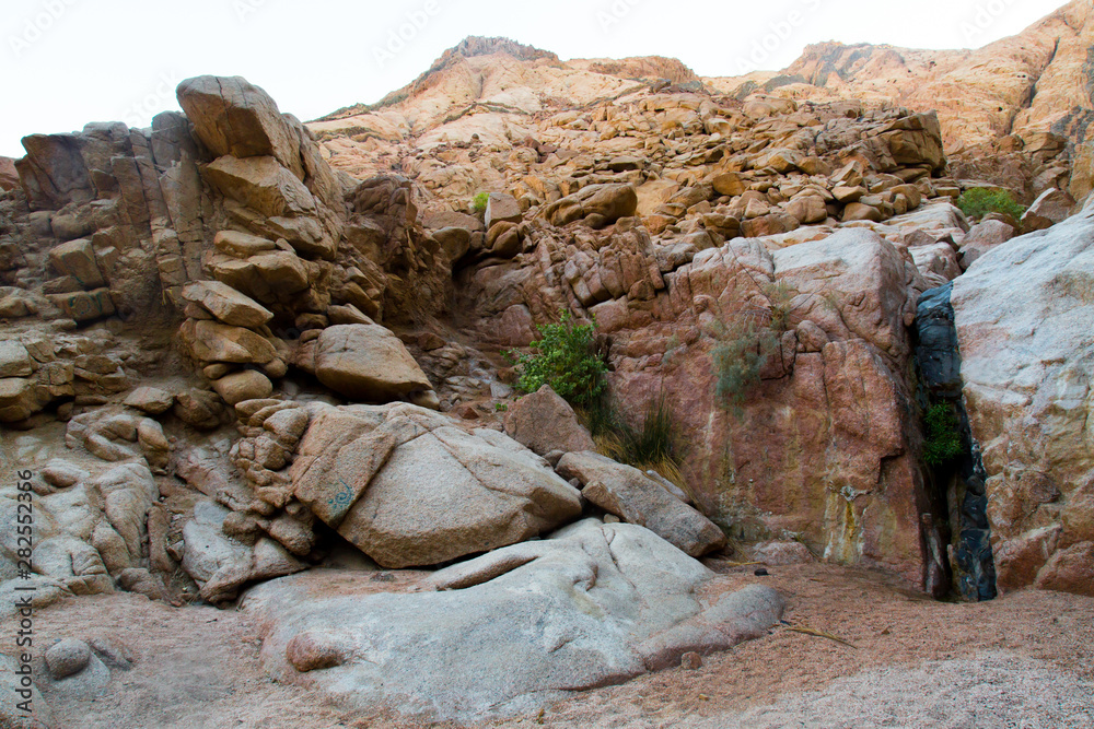 mountains and rock formations in the sinai desert 