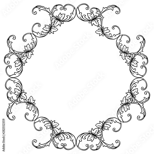 Decoration card, with motif for border of leaves flower frame. Vector