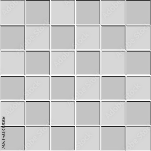 Abstract seamless pattern, geometric white gray ceramic tiles floor vector illustration