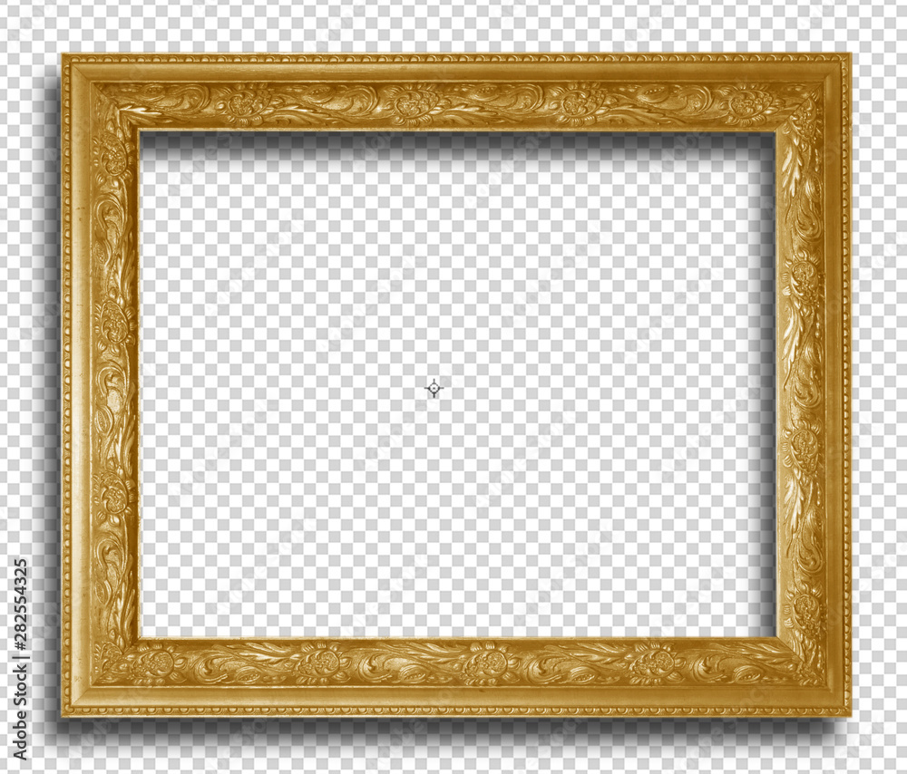 Golden  frame isolated on transparent background - obrazy, fototapety, plakaty 