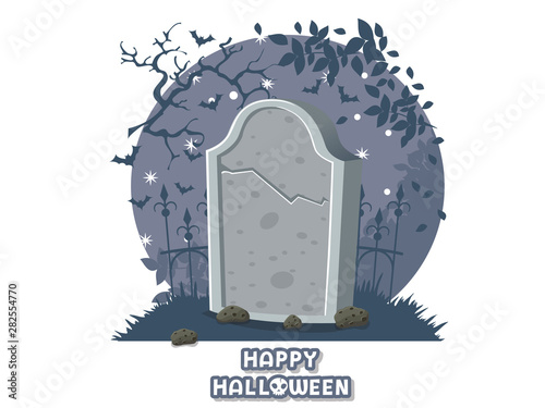 Happy Halloween. icon with the image of tombstones. Gravestone cemetery symbol. Greeting card, party invitation. Color background vector illustration