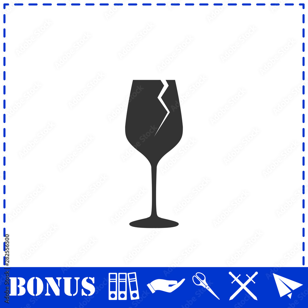 Cracked glass icon flat Cracked glass icon flat