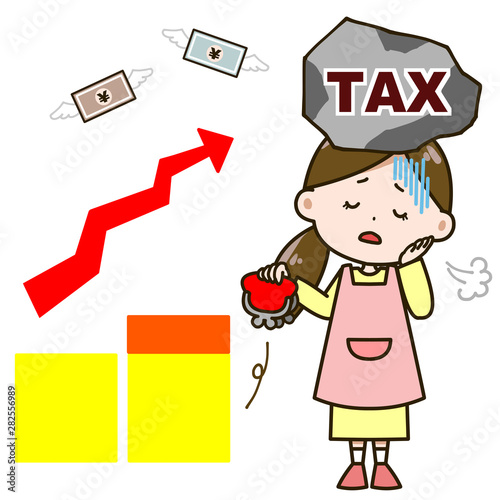 税に苦しむ女性 イメージ イラスト