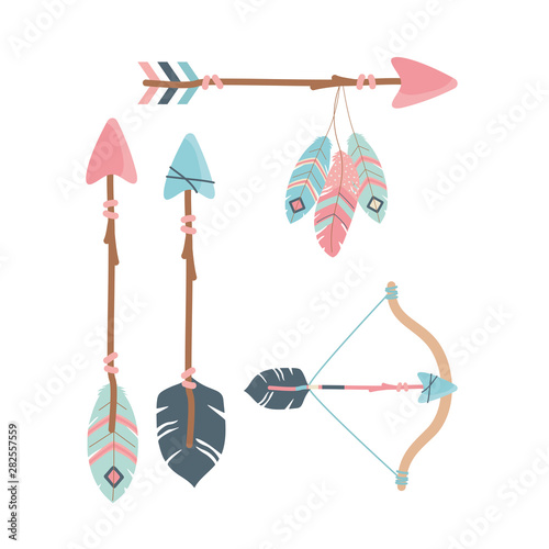 arch with arrows and feathers decoration boho style