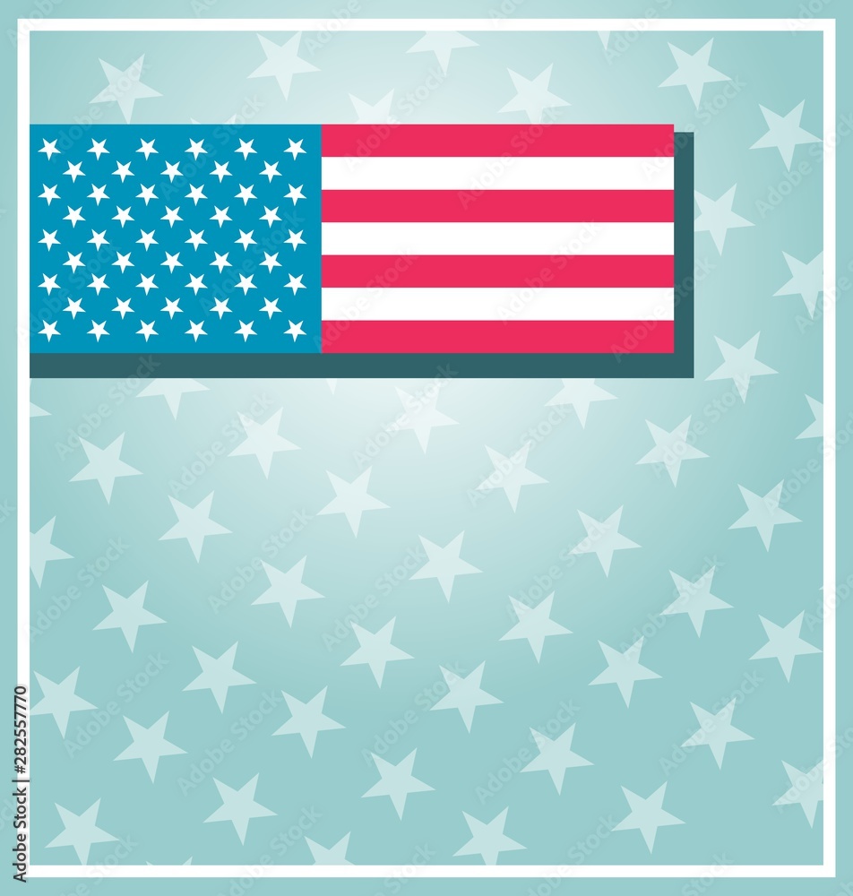 Colors of American Flag. USA Independence Day. Red, Blue and White Stars on Blue Gradient Background. Invitation Background. Banner, Christmas and New Year card, Postcard, Packaging, Textile Print. Colors of American Flag. USA Independence Day. Red, Blue and White Stars on Blue Gradient Background. Invitation Background. Banner, Christmas and New Year card, Postcard, Packaging, Textile Print.