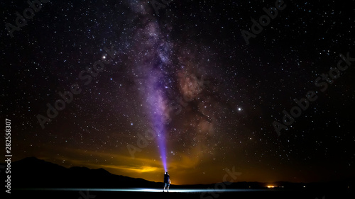 Photography Black Rock Desert Milky Way Self Portrait with Flashlight.