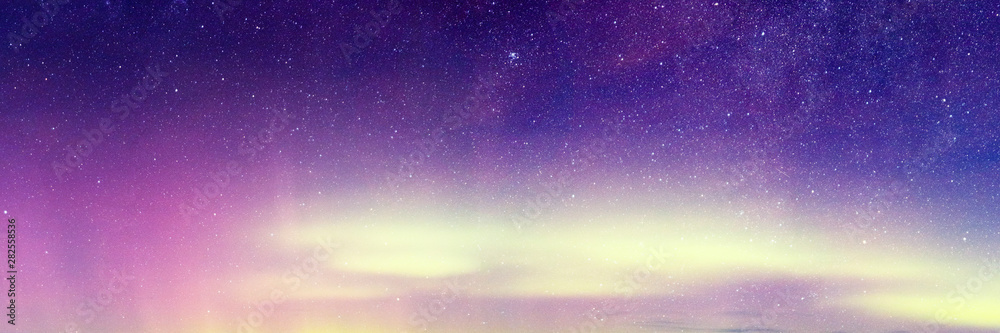 Aurora New Zealand. Colorful Red Yellow Green Aurora Lights. Aurora Australis New Zealand Southern Lights. Southern Lights Night Sky Background Banner