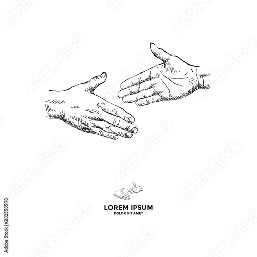 Two hand will do hand shake logo template
