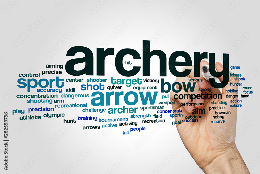 Archery word cloud on grey background Archery word cloud on grey background
