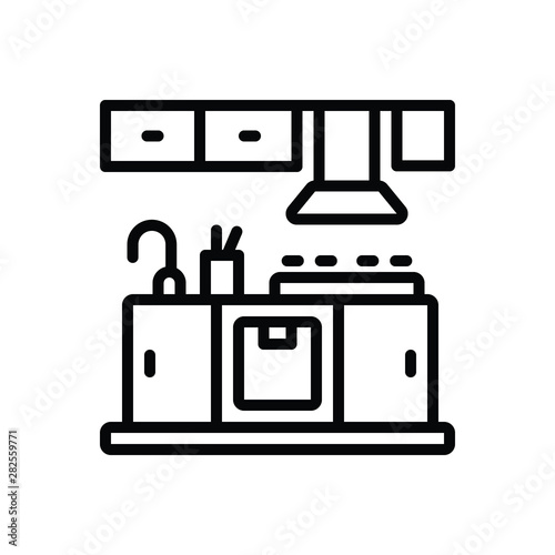 Black line icon for kitchen