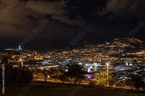 View of Quito by night from the park Itchimbia