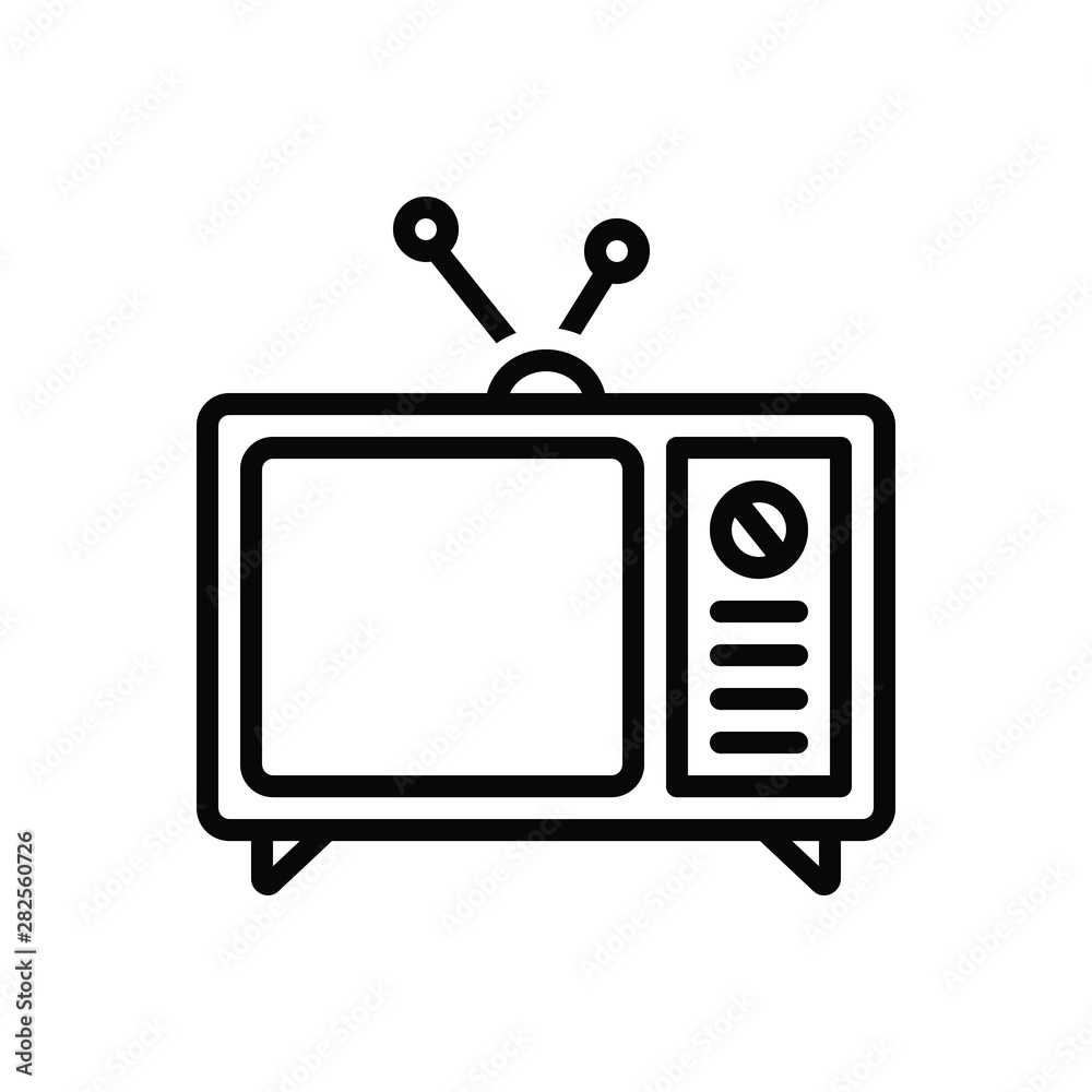 Black line icon for tv antenna Black line icon for tv antenna