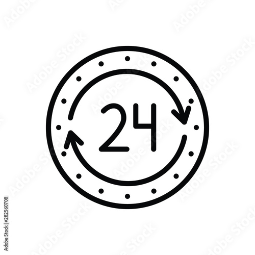 Black line icon for 24h agency 