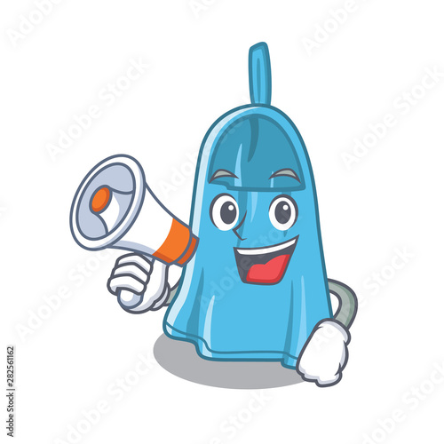 With megaphone hand towel isolated with the cartoon