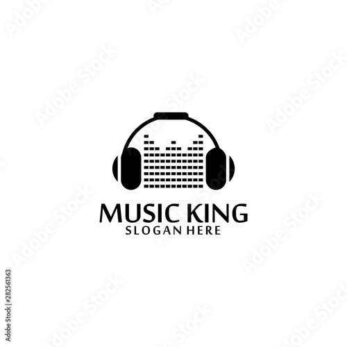music king headset dj vector logo design