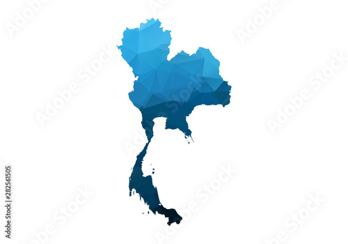 Vector Map - Blue Geometric Rumpled Triangular. Low poly map of Afghanistan. contour/shape map isolated on white background.