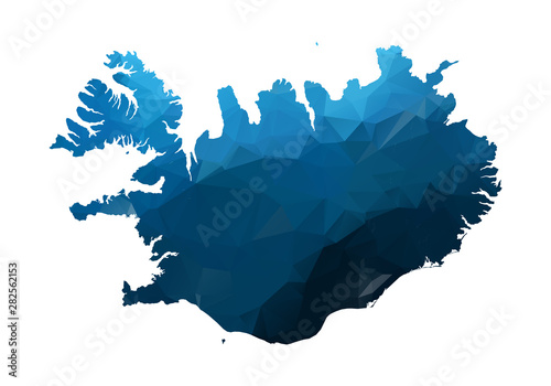 Vector Map - Blue Geometric Rumpled Triangular. Low poly map of Afghanistan. contour/shape map isolated on white background.