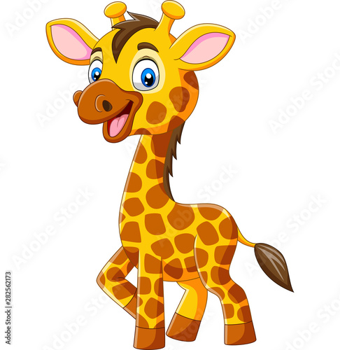 Cute giraffe cartoon isolated on white background 