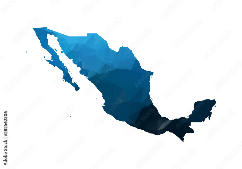 Vector Map - Blue Geometric Rumpled Triangular. Low poly map of Afghanistan. contour/shape map isolated on white background.
