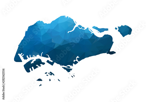 Vector Map - Blue Geometric Rumpled Triangular. Low poly map of Afghanistan. contour/shape map isolated on white background.