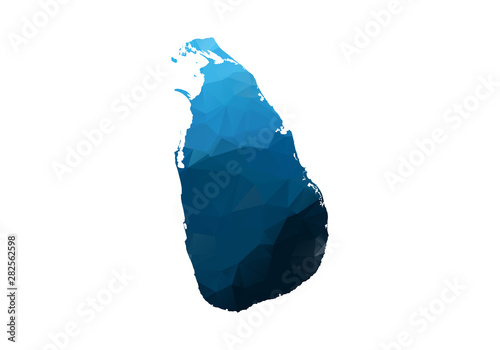 Vector Map - Blue Geometric Rumpled Triangular. Low poly map of Afghanistan. contour/shape map isolated on white background.