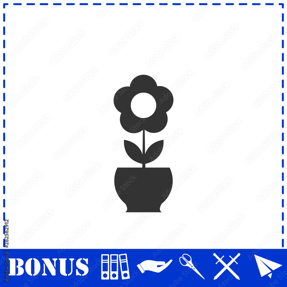Obraz premium Flower pot icon flat
