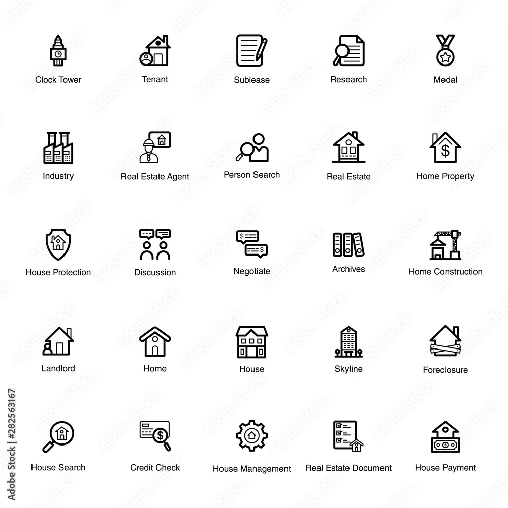 Real Estate Line Icons Pack 