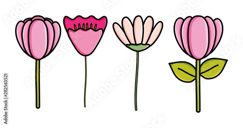 cute flowers garden decorative icon