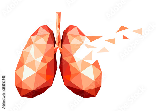 polygonal art of human lung design. faceted low-poly geometry effect. Abstract anatomy organ. Illustration isolated on white background.