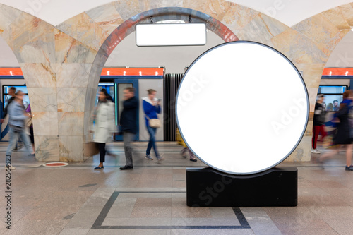 Photography Moc up lightbox at metro station