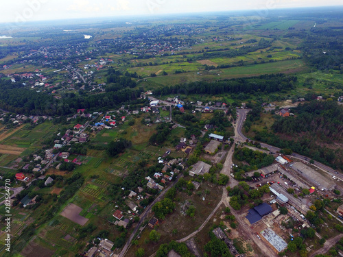 Aerial view of the Saburb landscape (drone image)..Kiev Region