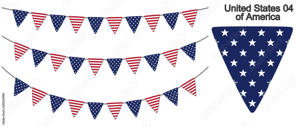 Fototapeta premium アメリカの国旗のガーラーンド ベクターデータ（bunting garland）