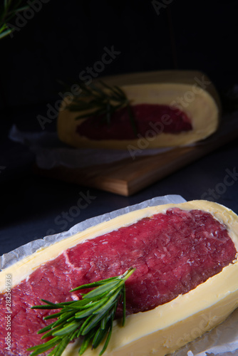 Steaks matured in butter refined with sea salt photo