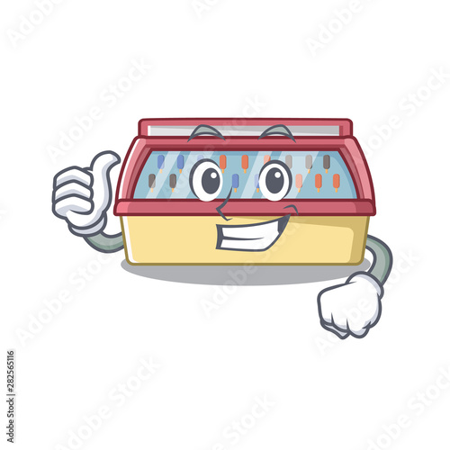 Thumbs up ice cream freezer in a cartoon