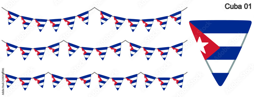 Obraz premium キューバの国旗のガーラーンド ベクターデータ（bunting garland）