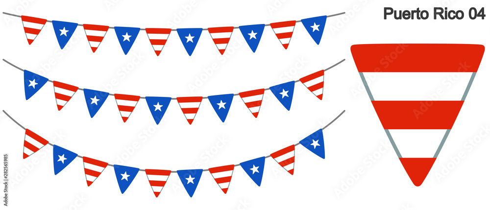 Obraz premium プエルトリコの旗のガーラーンド ベクターデータ（bunting garland）