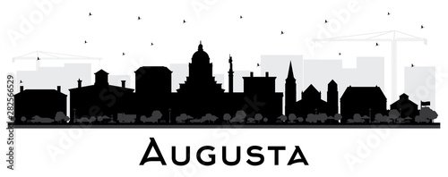 Augusta Maine City Skyline Silhouette with Black Buildings Isolated on White. photo
