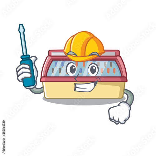 Automotive ice cream freezer in cartoon shop