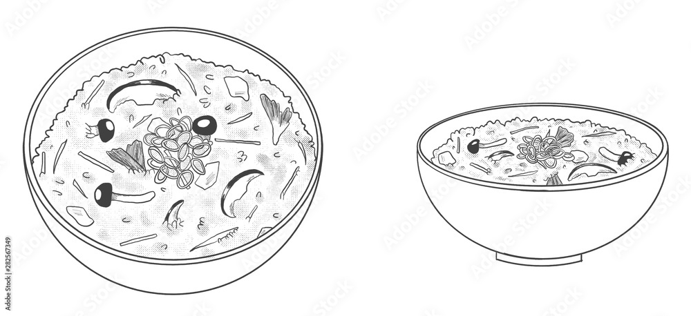 炊き込みご飯 モノクロ Stock イラスト Adobe Stock