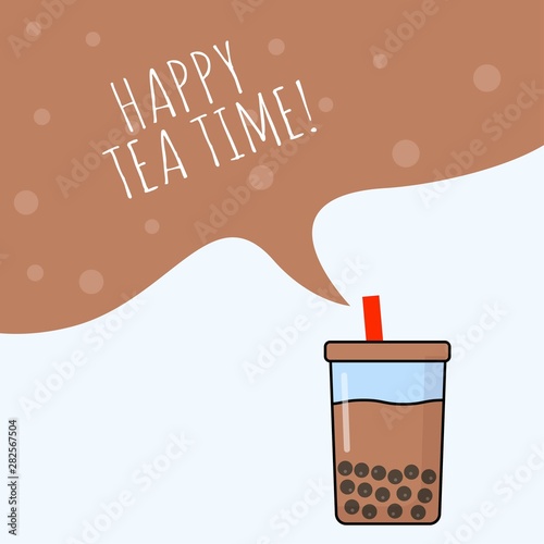Bubble tea or Pearl milk tea poster template