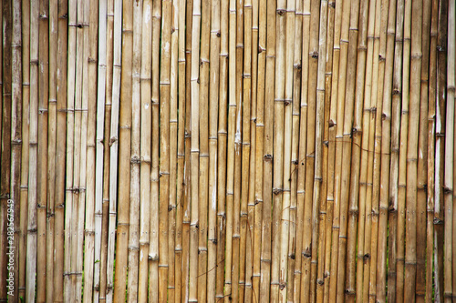 The picture behind the bamboo wall is made from dry bamboo and then arranged in a beautiful vertical position